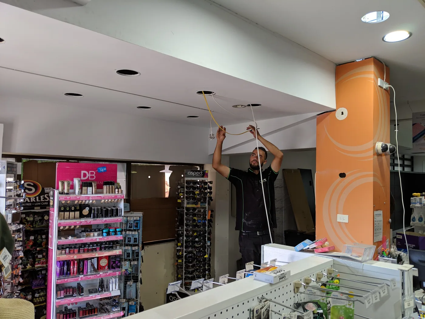 J & C electrician completing a commercial fit-out