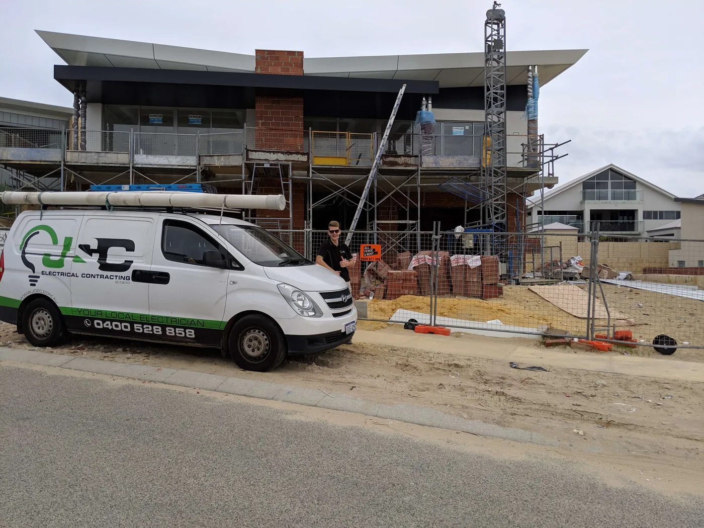 J & C van at a Perth new-build project